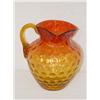 Image 1 : 7" AMBERINA ART GLASS PITCHER W/ APPLIE