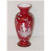 Image 1 : 8" MARY GREGORY CRANBERRY CASED VASE W/
