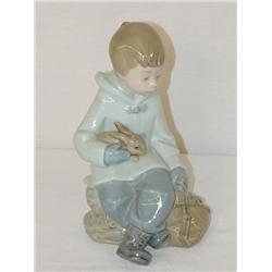 6 1/2" LLADRO FIGURE OF BOY SEATED HOLD