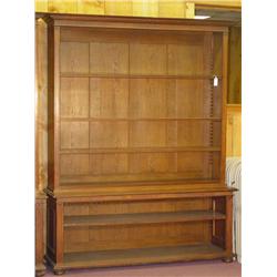 LARGE VICTORIAN OAK 2 PC. STEPBACK LIBR