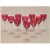 Image 1 : (10) 7 1/2" RUBY CUT TO CLEAR STEMMED W