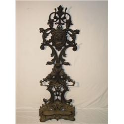 19TH CENT. CAST IRON HALL TREE W/ CENTE