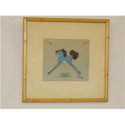 FRAMED SOUTHWEST WATERCOLOR OF PRANCING