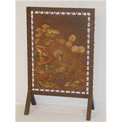 MISSION OAK FIRESCREEN W/ ARTS & CRAFT 