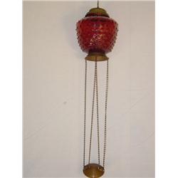 VICTORIAN CRANBERRY HOBNAIL HANGING HAL