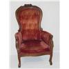 Image 1 : VICTORIAN CARVED WALNUT PARLOR CHAIR W/