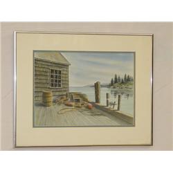 WATERCOLOR ON PAPER OF FISHING SHANTY &