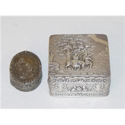 LOT (2) SMALL SILVER BOXES: (1) 2 1/4" 