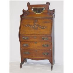 VICTORIAN OAK SLANT FRONT WRITING DESK 