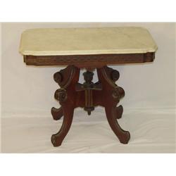 VICTORIAN WALNUT MARBLE TOP PARLOR TABL