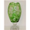 Image 1 : 13 3/4" GREEN CUT TO CLEAR PILLOW VASE 