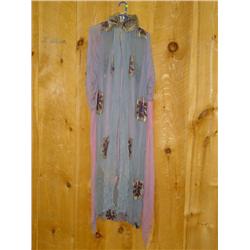 LADIES PINK & BLUE SILK GOWN W/ DECORAT