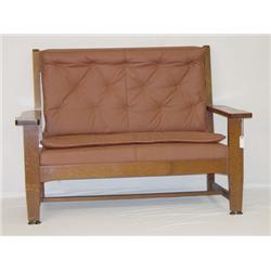 MISSION OAK SETTEE W/ 12" VERTICAL SLAT