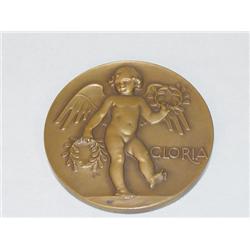 2 7/8" ROUND BRONZE MEDAL "GLORIA" W/ C