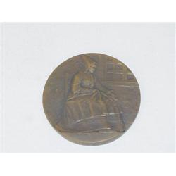 2 1/4" ROUND BRONZE MEDAL-SEATED WOMAN 