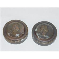 (2) 2" EARLY 19TH CENT. LEADED BRONZE W