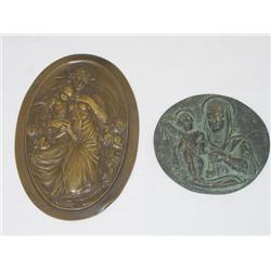 LOT (2) BRONZES: (1) 3" ROUND TEXTURED 