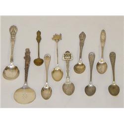 LOT (10) SOUVENIR SPOONS: (2) STERLING 