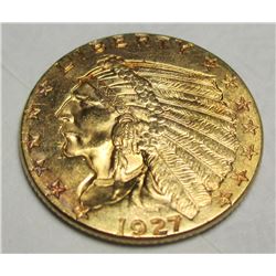 1927 $2.5 Gold Indian XF AU Grade