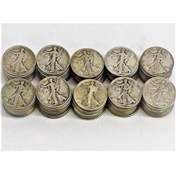 100 pcs. Walking Liberty Half Dollars -90% Silver