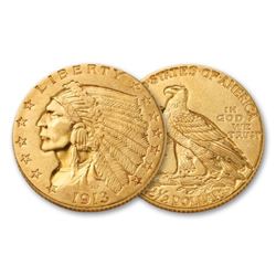 1913 $2.5 Gold Indian XF AU Grade