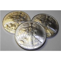 (3) Random Date US Silver Eagles