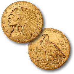 1908 D $ 5 Gold Indian - Nice Coin