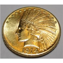 1914 D $10 Gold Indian Mint Luster