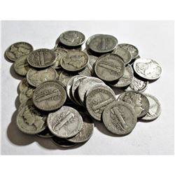 (50) Mercury Dimes -90% Silver