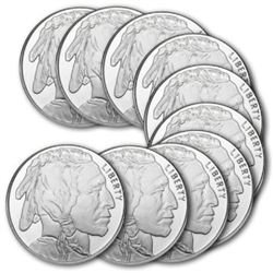 (10) Buffalo Design 1 oz Silver Rounds