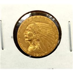 1910 $2.5 Gold Indian Quarter Eagle