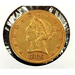 1886 $ 5 Gold Liberty