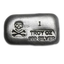 1 oz Silver Crossbones - Poured Silver - .999