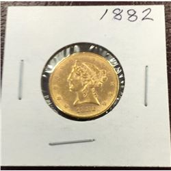 1882 P High Grade $5 Gold Liberty