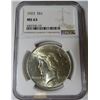Image 1 : 1923 MS 63 NGC Peace Silver Dollar