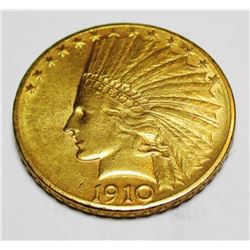 1910 D $10 Gold Indian XF AU Grade