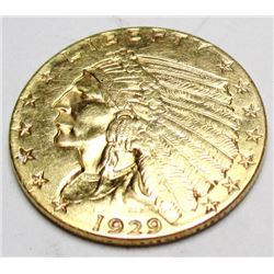 1929 $2.5 Gold Indian AU Grade -