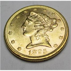 1895 $ 5 Gold Liberty XF AU Grade