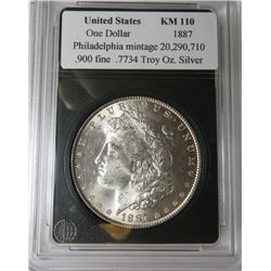 1887 P Au/BU Morgan in Slab