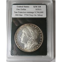 1878 S 1st Year Issue Morgan in Slab