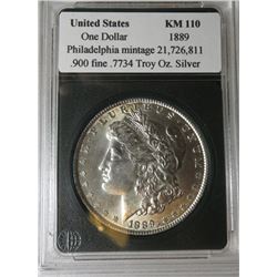 1889 P Morgan Dollar in Slab