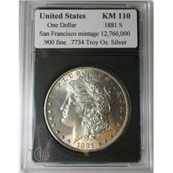 1881 s BU Grade Morgan in Slab