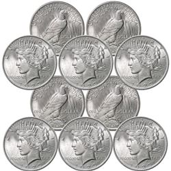 (10) 1923 BU Peace Silver Dollars