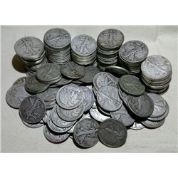 (100) Walking Liberty Half Dollars -90% Silver