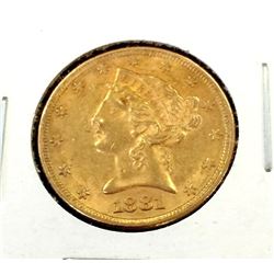 1881 $ 5 Gold Liberty