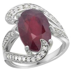 Natural 6.74 ctw ruby & Diamond Engagement Ring 14K White Gold - REF-142F8N