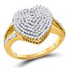 Image 1 : 0.50 CTW Diamond Heart Love Cluster Ring 10KT Yellow Gold - REF-41H3M