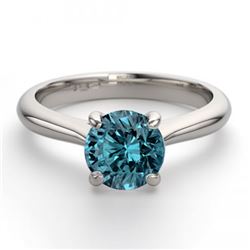 14K White Gold 1.13 ctw Blue Diamond Solitaire Ring - REF-183Y6X-WJ13236