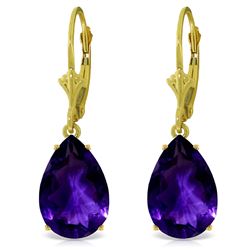 Genuine 10 ctw Amethyst Earrings Jewelry 14KT Yellow Gold - REF-45K3V