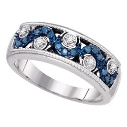 0.25 CTW Blue Color Diamond Ring 10KT White Gold - REF-37N5F